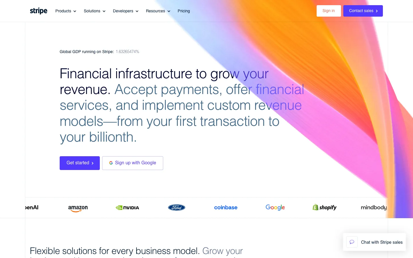 stripe.com above the fold